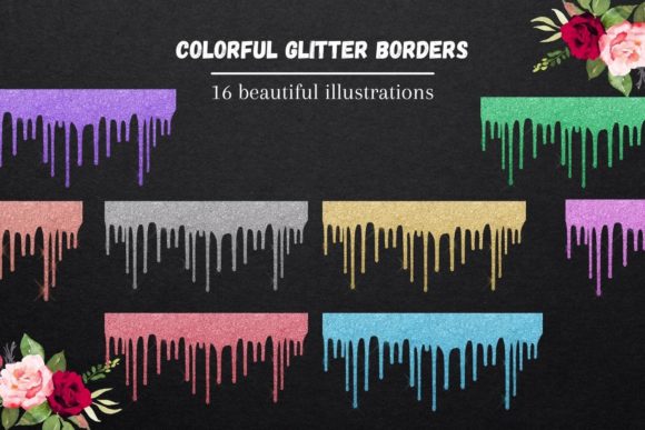 Elevate Designs with Vibrant Glitter Dripping Clipart