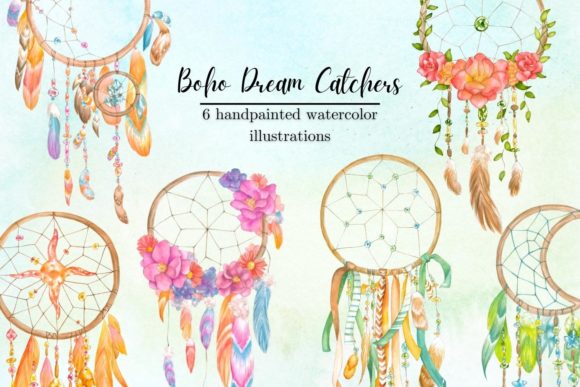 Elevate Your Designs with Floral Watercolor Dream Catchers