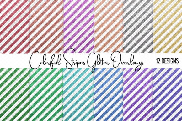 Vibrant Colorful Glitter Stripes Overlays for Modern Design