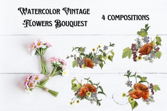 Vintage Watercolor Flowers: A Timeless Design Asset