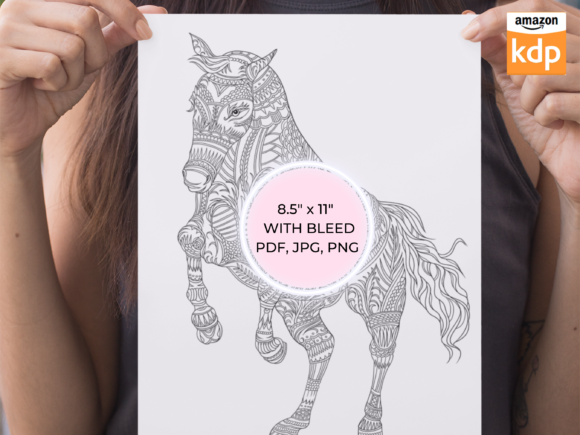Zentangle Horse Design: Premium Adult Coloring Page